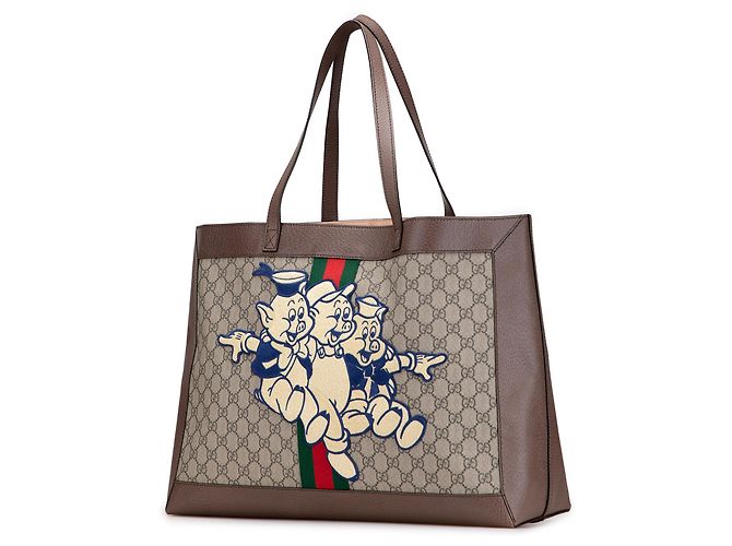 Tote Gucci Bege Disney Medium GG Supreme Three Little Pigs Web Ophidia - vista 2