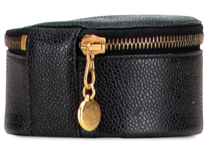 Estojo de joias de viagem redondo em caviar preto Chanel - vista 2