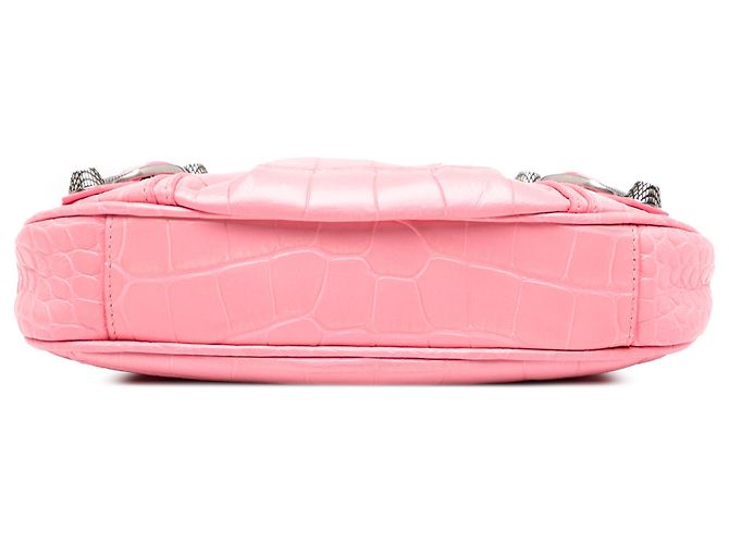 Le Cagole Balenciaga Mini Cagole in pelle rosa goffrata Motocross - vista 3