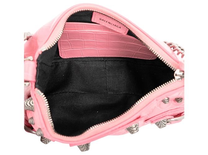Le Cagole Balenciaga Mini Cagole in pelle rosa goffrata Motocross - vista 4