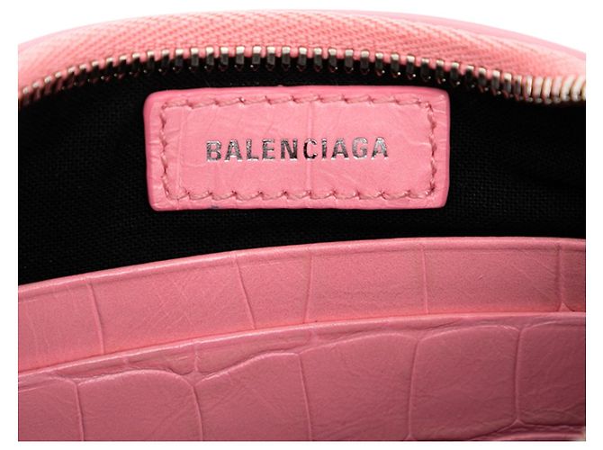 Le Cagole Balenciaga Mini Cagole in pelle rosa goffrata Motocross - vista 5