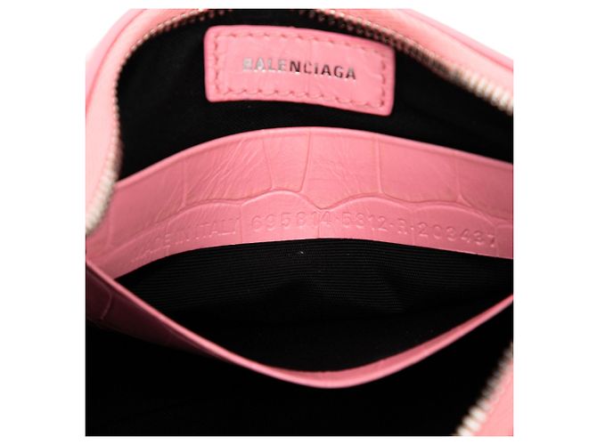 Le Cagole Balenciaga Mini Cagole in pelle rosa goffrata Motocross - vista 6