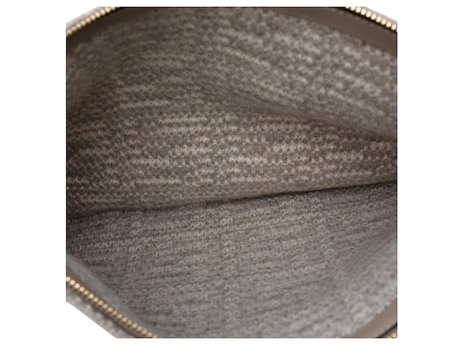 Fendi Gray Large Woven Fabric and Calfskin FF Flat Pouch Brown - view 4