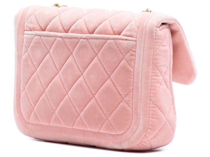 Chanel Mini Flap in Velluto Trapuntato Rosa con Doppio Telaio - vista 2