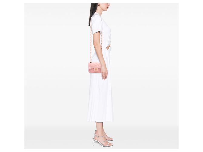 Chanel Mini Flap in Velluto Trapuntato Rosa con Doppio Telaio - vista 7