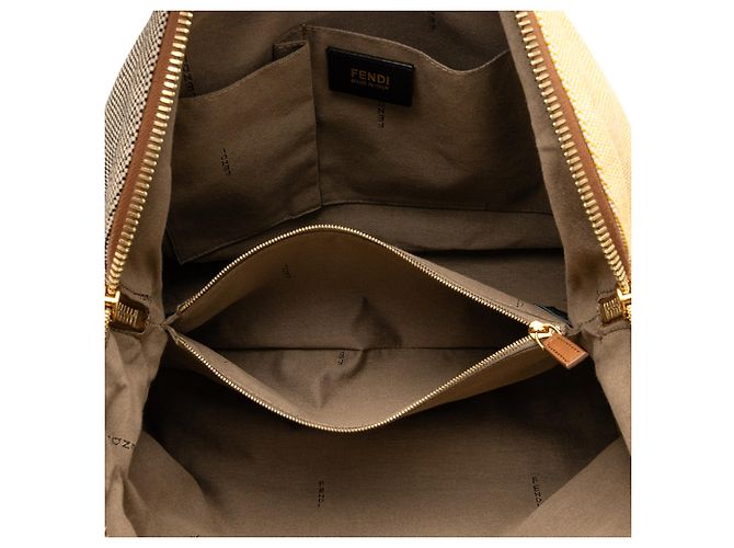 Borsa Fendi Beige Small Canvas Colorblock Chameleon - vista 4
