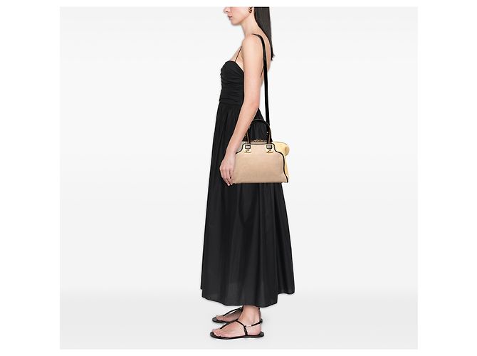 Borsa Fendi Beige Small Canvas Colorblock Chameleon - vista 7