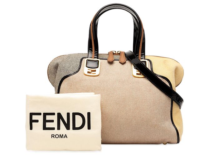 Borsa Fendi Beige Small Canvas Colorblock Chameleon - vista 8