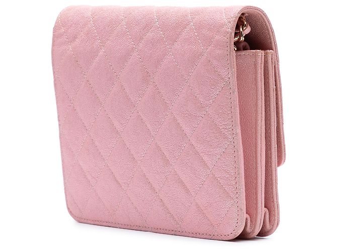Wallet On Chain Chanel Carteira com corrente CC Square Quilted Iridescent Caviar Rosa - vista 2