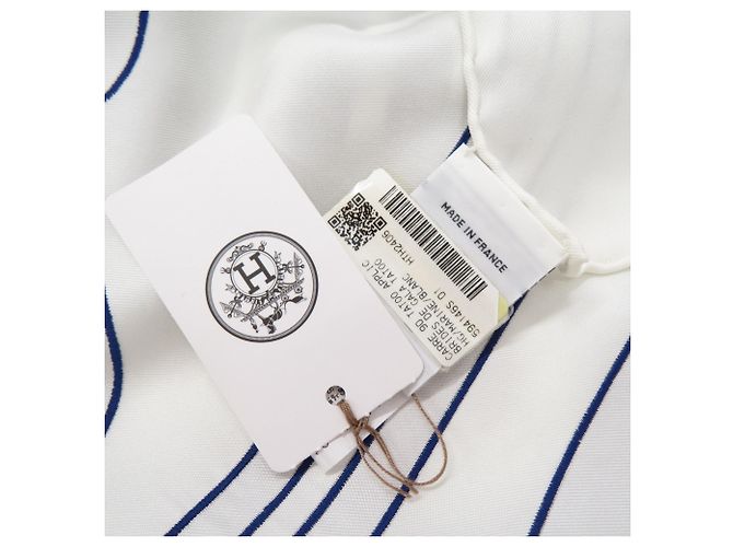 Foulard Hermès Carré 90 Brides de Gala Tattoo Bianco Blu navy - vista 4