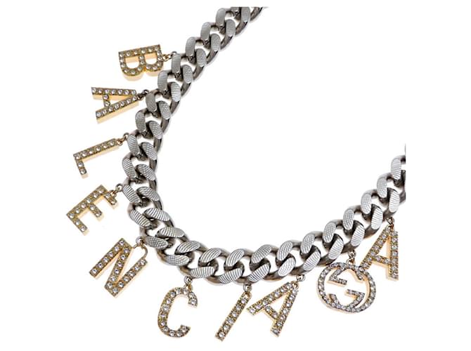 Collana Choker Script del Progetto Hacker Gucci Balenciaga Argento D'oro - vista 2