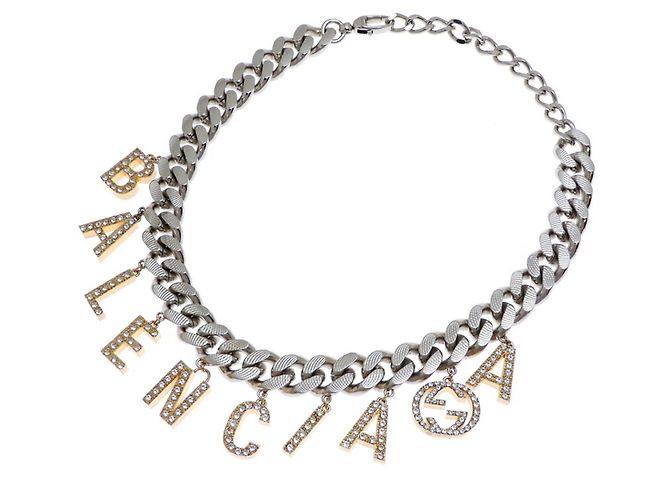 Collana Choker Script del Progetto Hacker Gucci Balenciaga Argento D'oro - vista 6