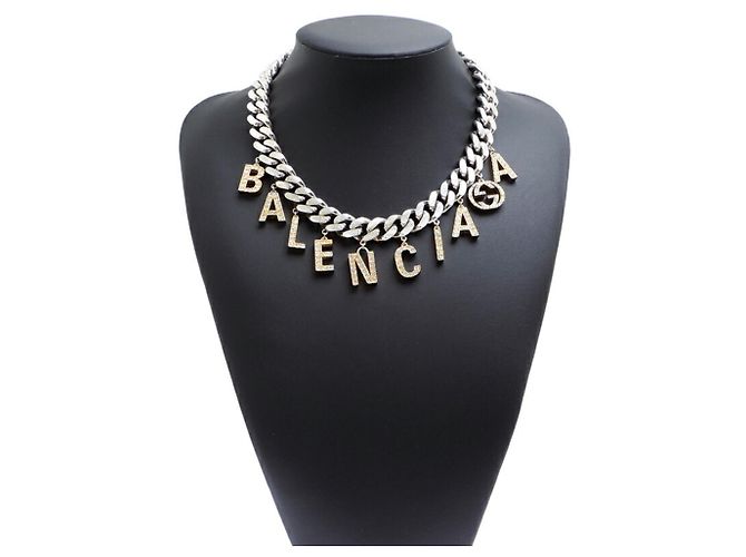 Collana Choker Script del Progetto Hacker Gucci Balenciaga Argento D'oro - vista 8
