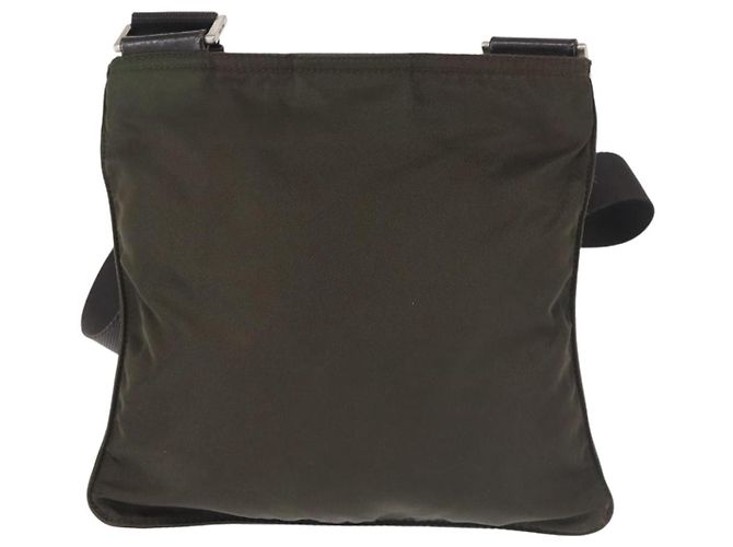 Borsa Messenger con Tasca Frontale Prada Tessuto Piccola Cachi - vista 2