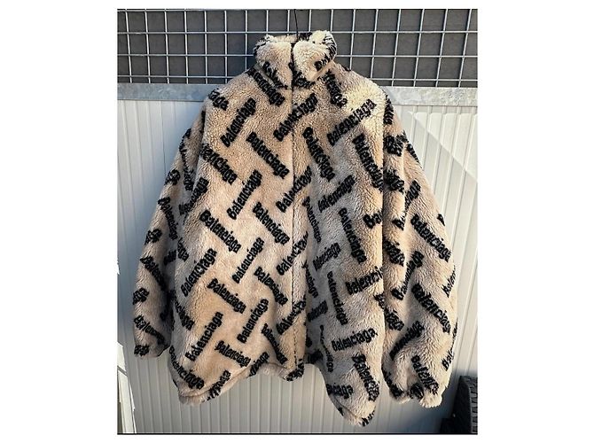 ABRIGO DE PELO SINTÉTICO BALENCIAGA Negro Beige - vista 2
