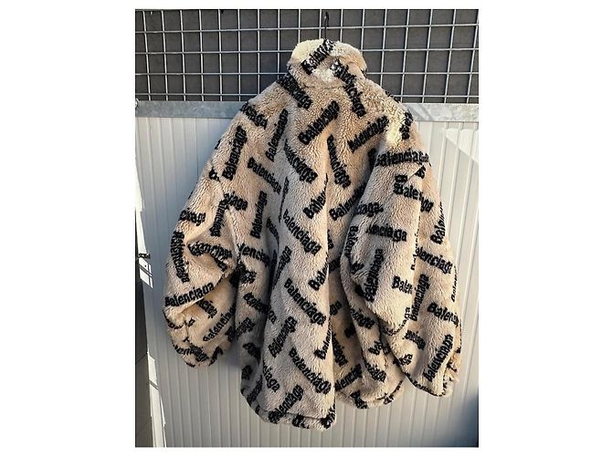 ABRIGO DE PELO SINTÉTICO BALENCIAGA Negro Beige - vista 3