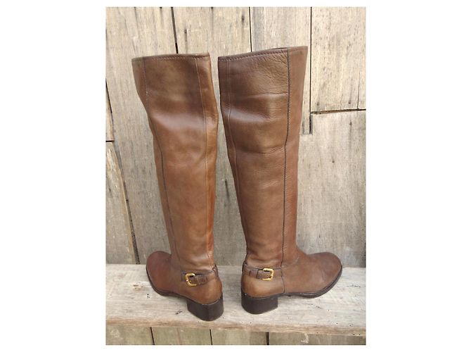 Botas Prada de cuero marrón Castaño - vista 4