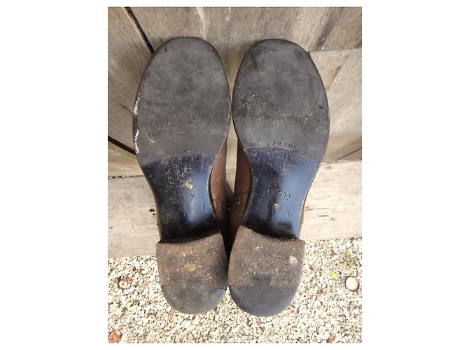 Botas Prada de cuero marrón Castaño - vista 5