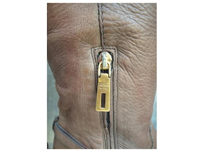 Botas Prada de cuero marrón Castaño - vista 7