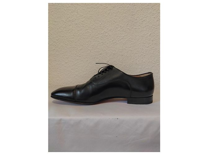 Christian Louboutin Greggo Scarpe Stringate in Pelle Nera Nero - vista 2