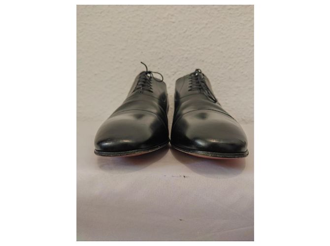 Christian Louboutin Greggo Scarpe Stringate in Pelle Nera Nero - vista 3