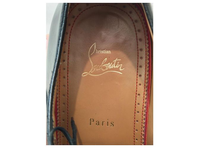 Christian Louboutin Greggo Scarpe Stringate in Pelle Nera Nero - vista 5