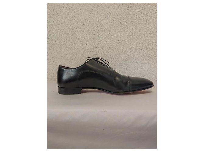 Christian Louboutin Greggo Scarpe Stringate in Pelle Nera Nero - vista 6