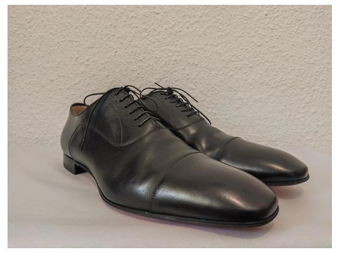 Christian Louboutin Greggo Scarpe Stringate in Pelle Nera Nero - vista 7