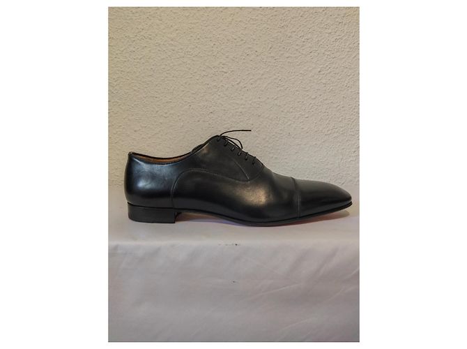 Christian Louboutin Greggo Scarpe Stringate in Pelle Nera Nero - vista 8