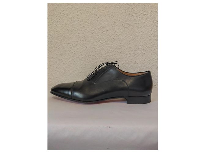 Christian Louboutin Greggo Scarpe Stringate in Pelle Nera Nero - vista 9