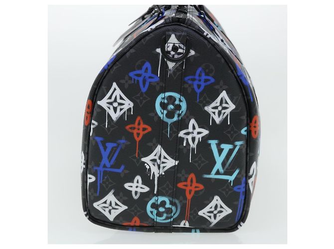 Borsa Keepall Bandoulière Louis Vuitton Graffiti Monogram Eclipse in tela 50 Multicolore - vista 4