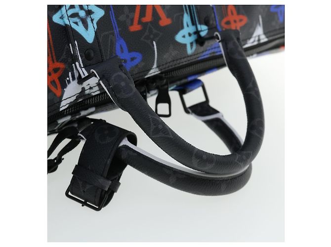 Borsa Keepall Bandoulière Louis Vuitton Graffiti Monogram Eclipse in tela 50 Multicolore - vista 7