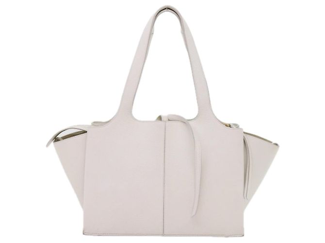 Céline Celine Tri-Fold aus genarbtem Kalbsleder Medium Weiß - Ansicht 2