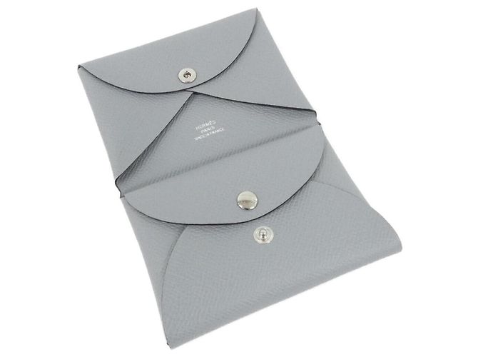 Monedero Duo Calvi de Hermès Castaño Azul - vista 2