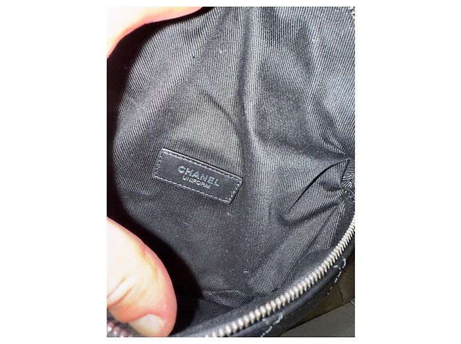 Borsa Banana Chanel Uniforme in Pelle Nera Nero - vista 8