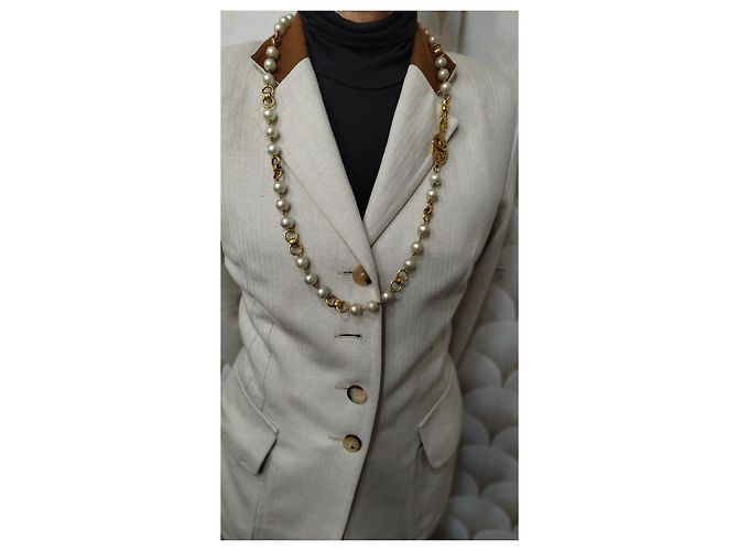 Collana Chanel di perle dorata D'oro - vista 2