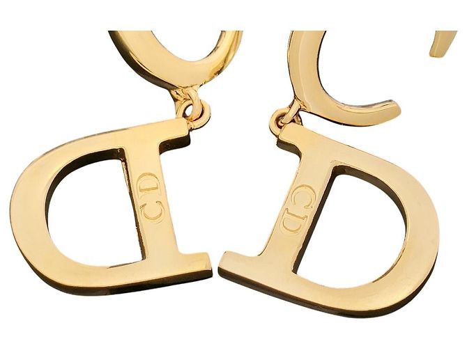 Orecchini a cerchio dorati con logo CD Monogram di Christian Dior D'oro - vista 2