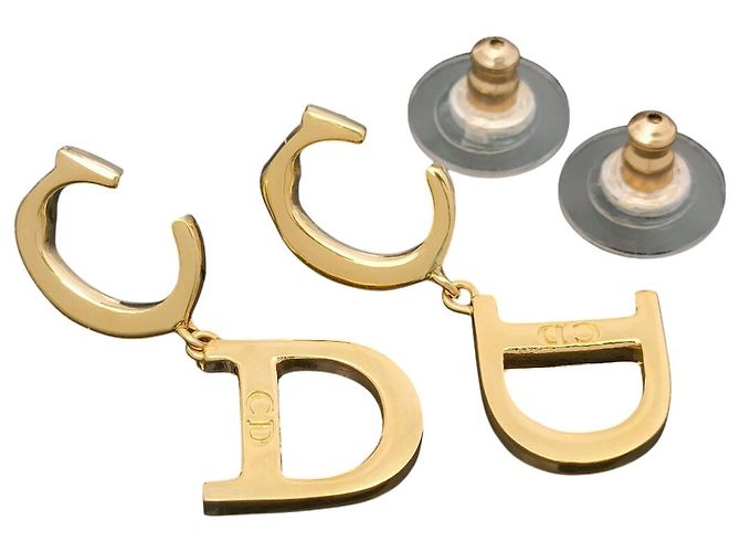 Orecchini a cerchio dorati con logo CD Monogram di Christian Dior D'oro - vista 6