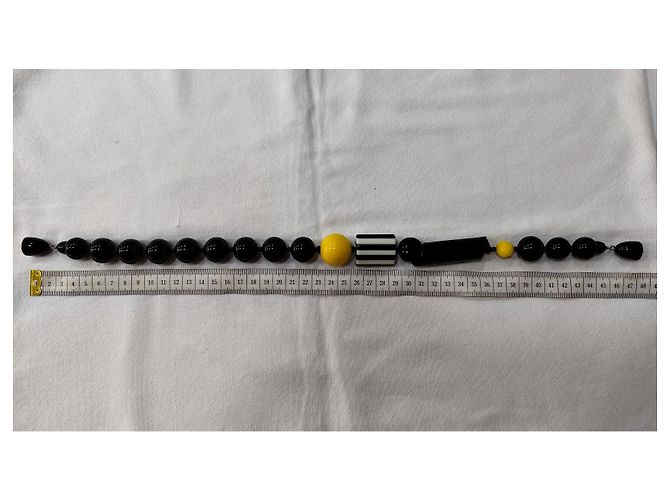 Collana Angela Caputi in resina nera gialla e a righe Nero - vista 3