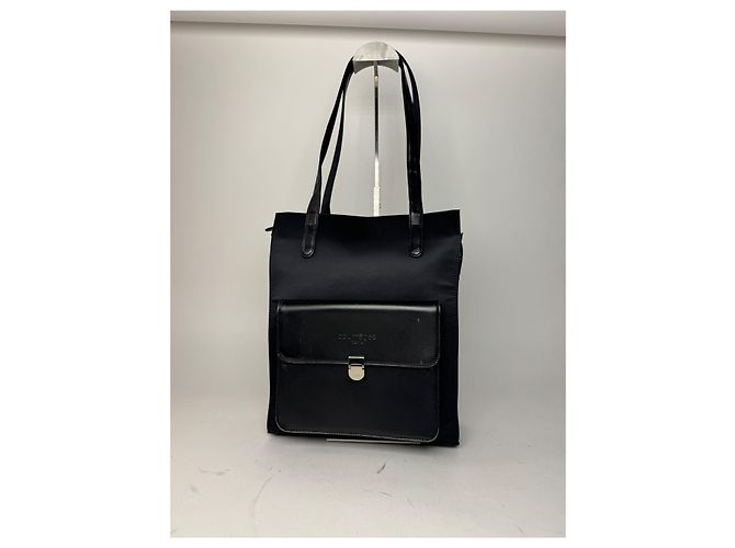 Vintage Courreges Handtasche aus Leder und Polyester schwarz - Ansicht 13