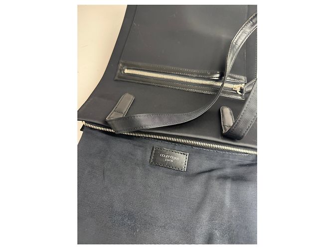 Vintage Courreges Handtasche aus Leder und Polyester schwarz - Ansicht 4
