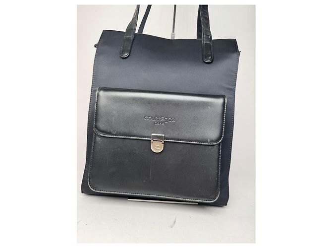 Vintage Courreges Handtasche aus Leder und Polyester schwarz - Ansicht 6