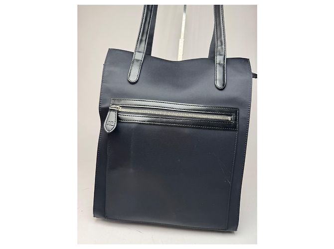 Vintage Courreges Handtasche aus Leder und Polyester schwarz - Ansicht 8