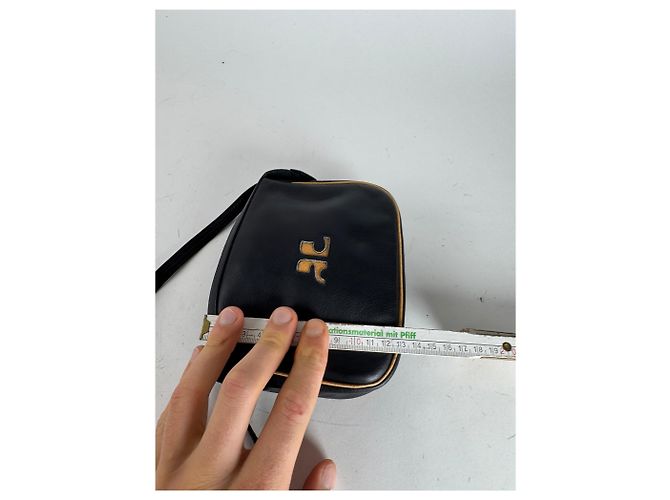 Vintage Courreges Leder Umhängetasche schwarz - Ansicht 10