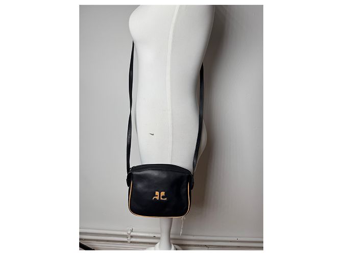 Vintage Courreges Leder Umhängetasche schwarz - Ansicht 12