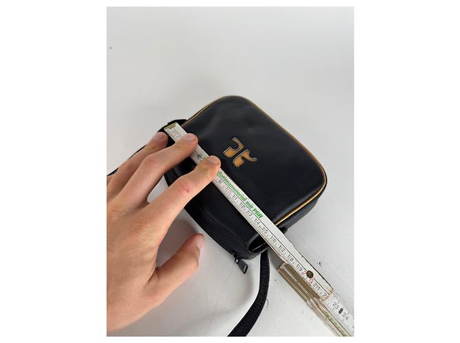 Vintage Courreges Leder Umhängetasche schwarz - Ansicht 9