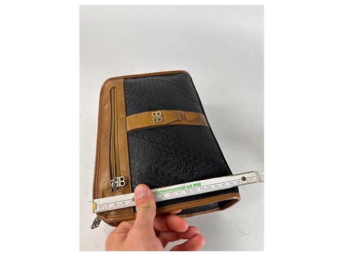 Clutch in pelle monogramma Balenciaga vintage marrone nero - vista 11