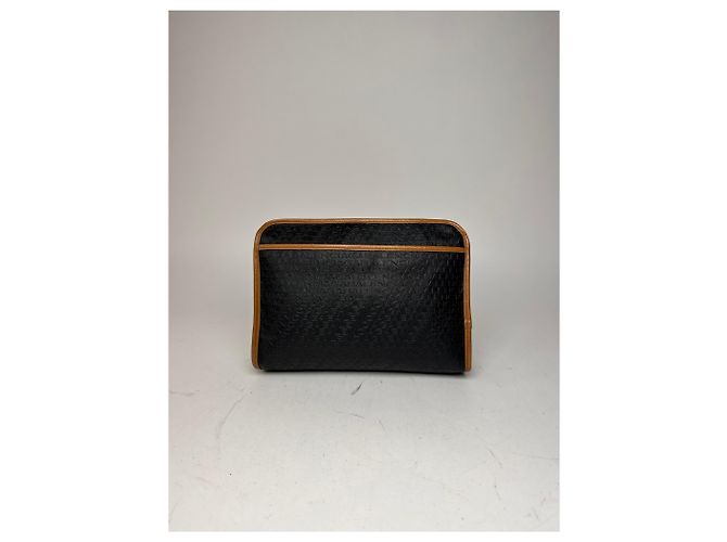 Clutch in pelle monogramma Balenciaga vintage marrone nero - vista 14