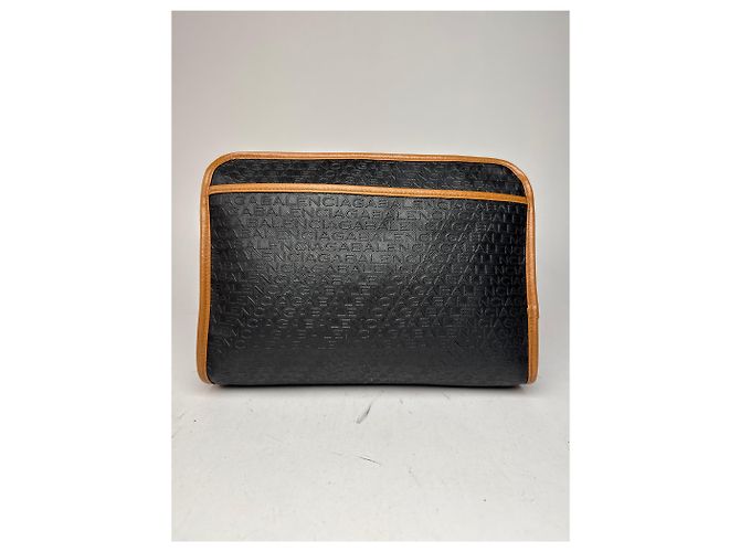 Clutch in pelle monogramma Balenciaga vintage marrone nero - vista 2