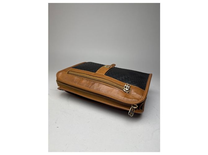 Clutch in pelle monogramma Balenciaga vintage marrone nero - vista 6